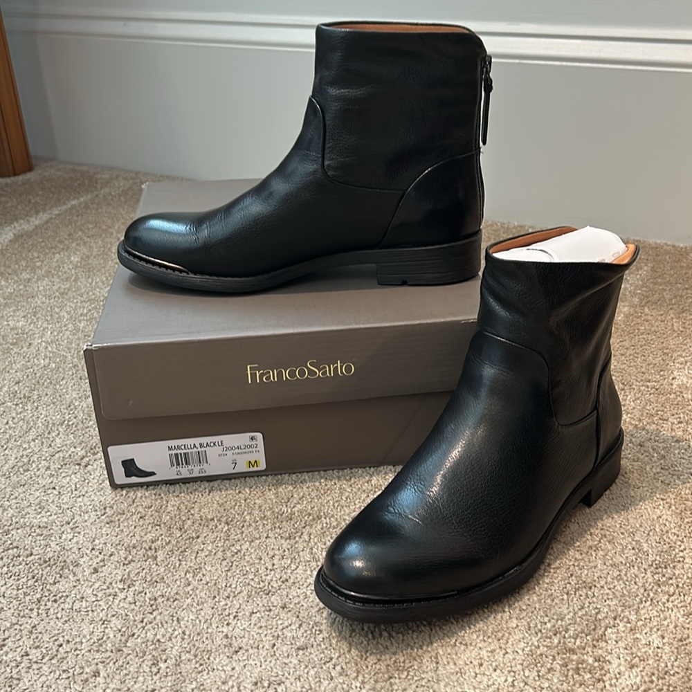 Franco Sarto Black Leather Women’s Boots Size 7 M